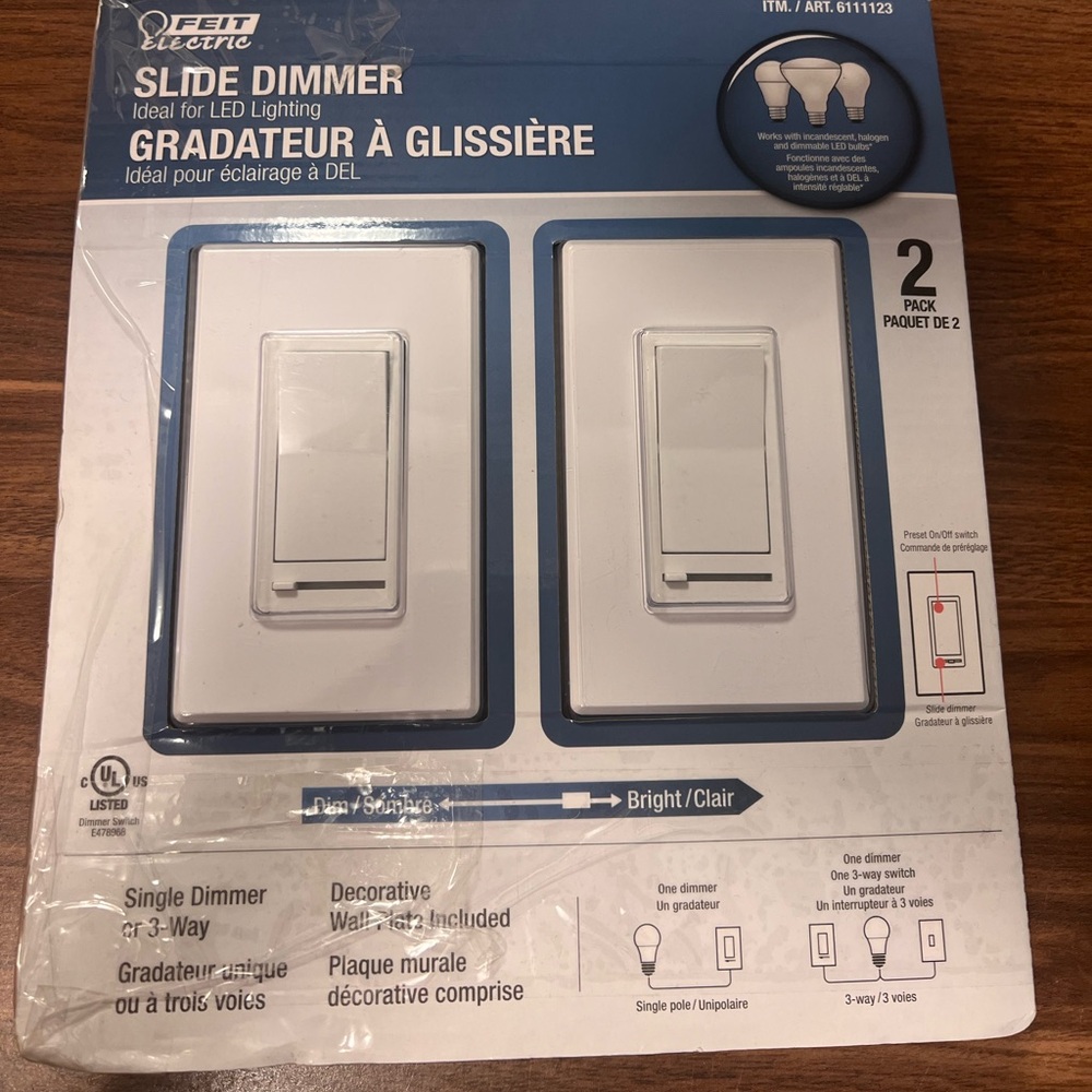 Feit Slide Dimmer Switch Ideal for LED Lighting (2 pack)